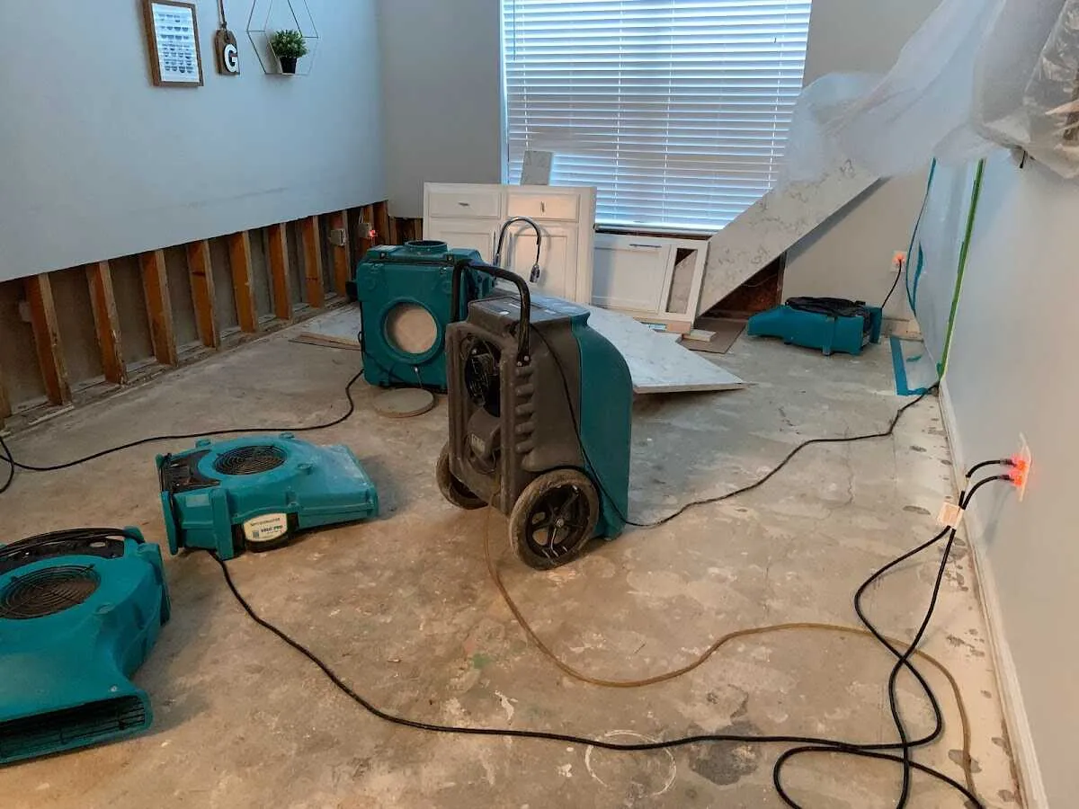 Dehumidifier in flood-cut room for Water Extraction & Removal in San Gabriel